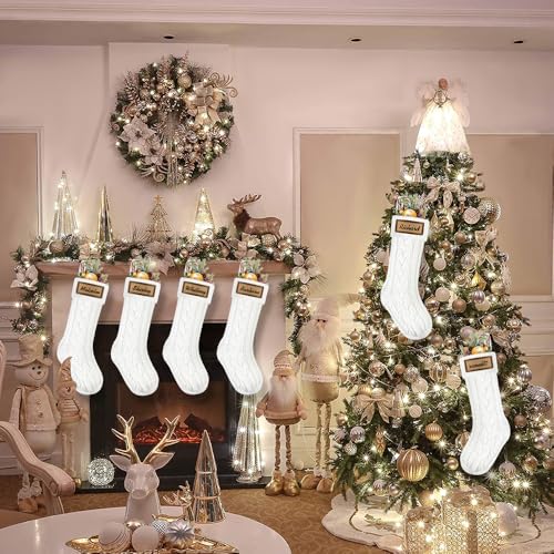 6 Pack 18in Large Knitted Christmas Stocking Set U42935