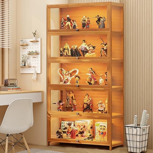 5 Tier Bamboo Display Cabinet with Acrylic Glass Door K686