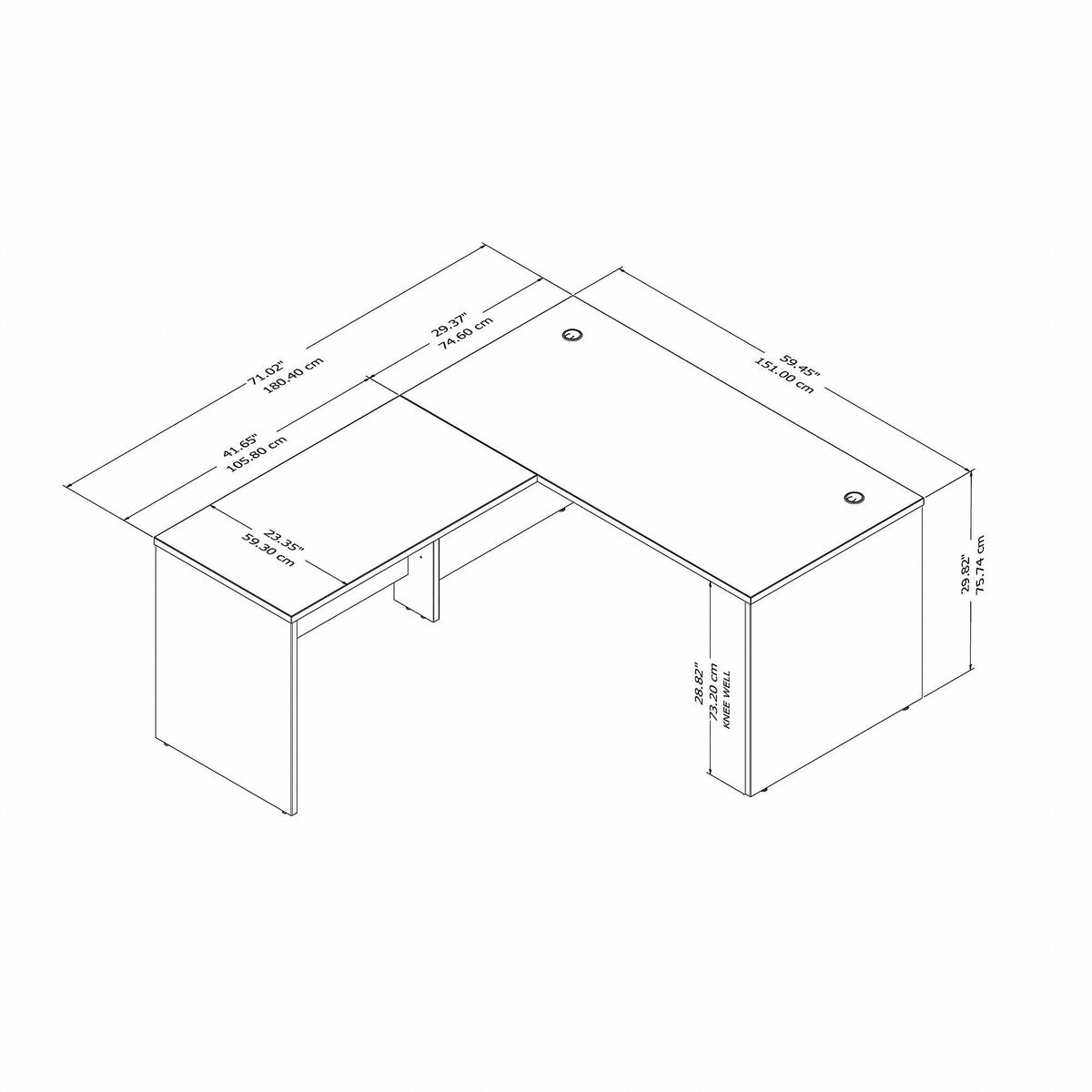 60 x 30 in. L Shaped Desk with 42 in. Return Platinum Gray B103