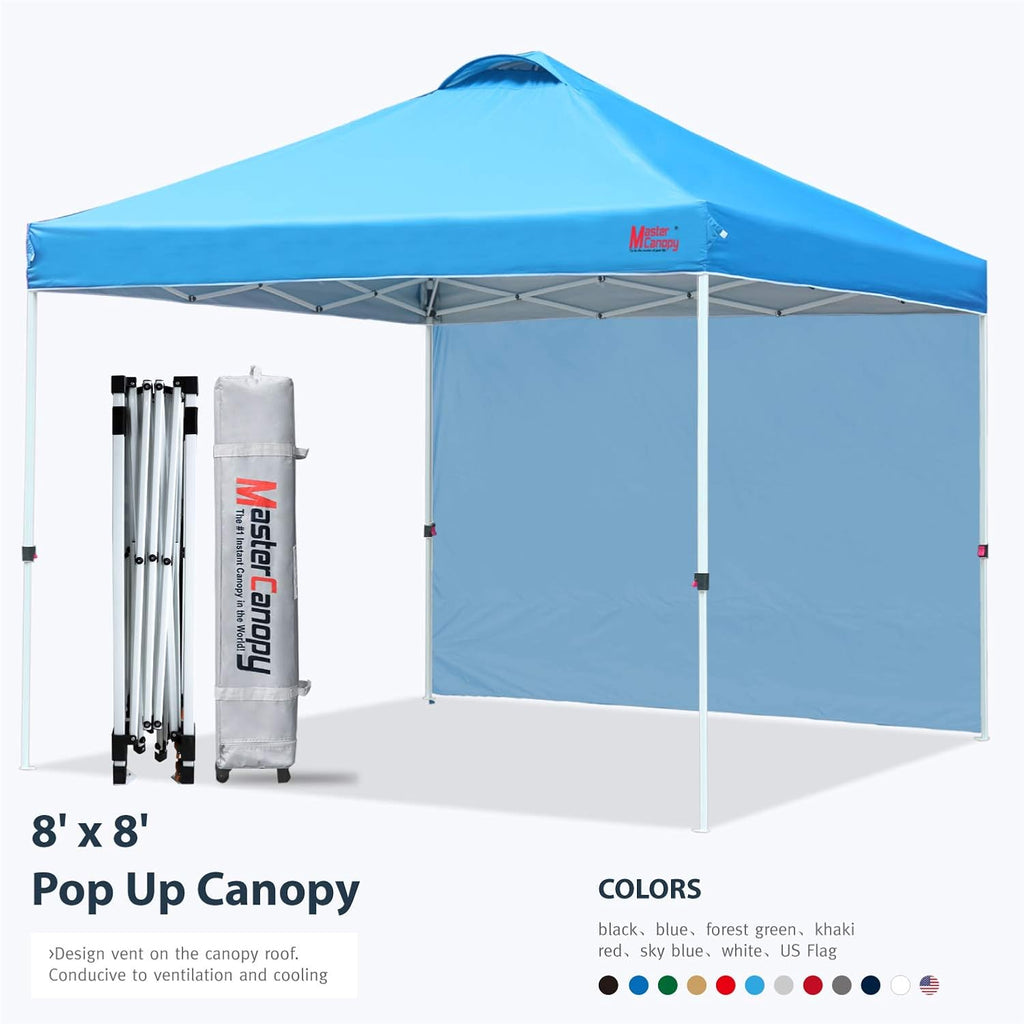 Pop Up Canopy Tent with 1 Sidewall (10'x10', Black) Z713