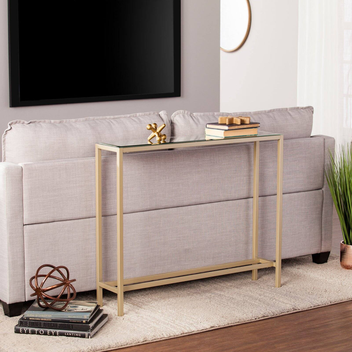 Gold Narrow Mirror Top Console Table S497