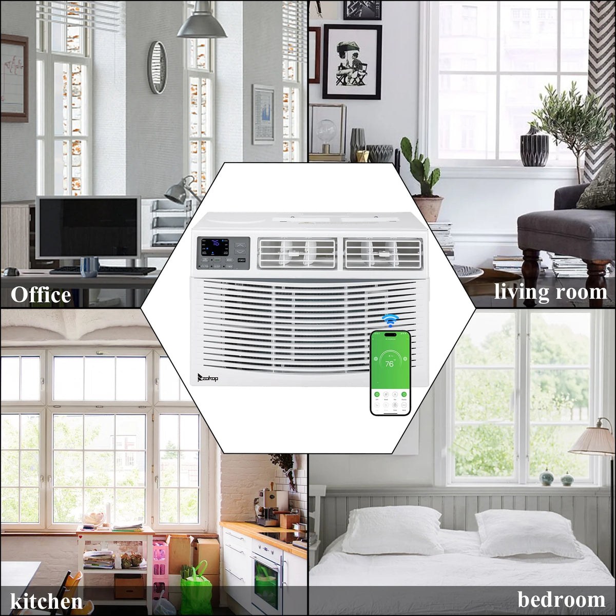 12000BTU 110V Window-Mounted Remote Control Air Conditioner, White N114