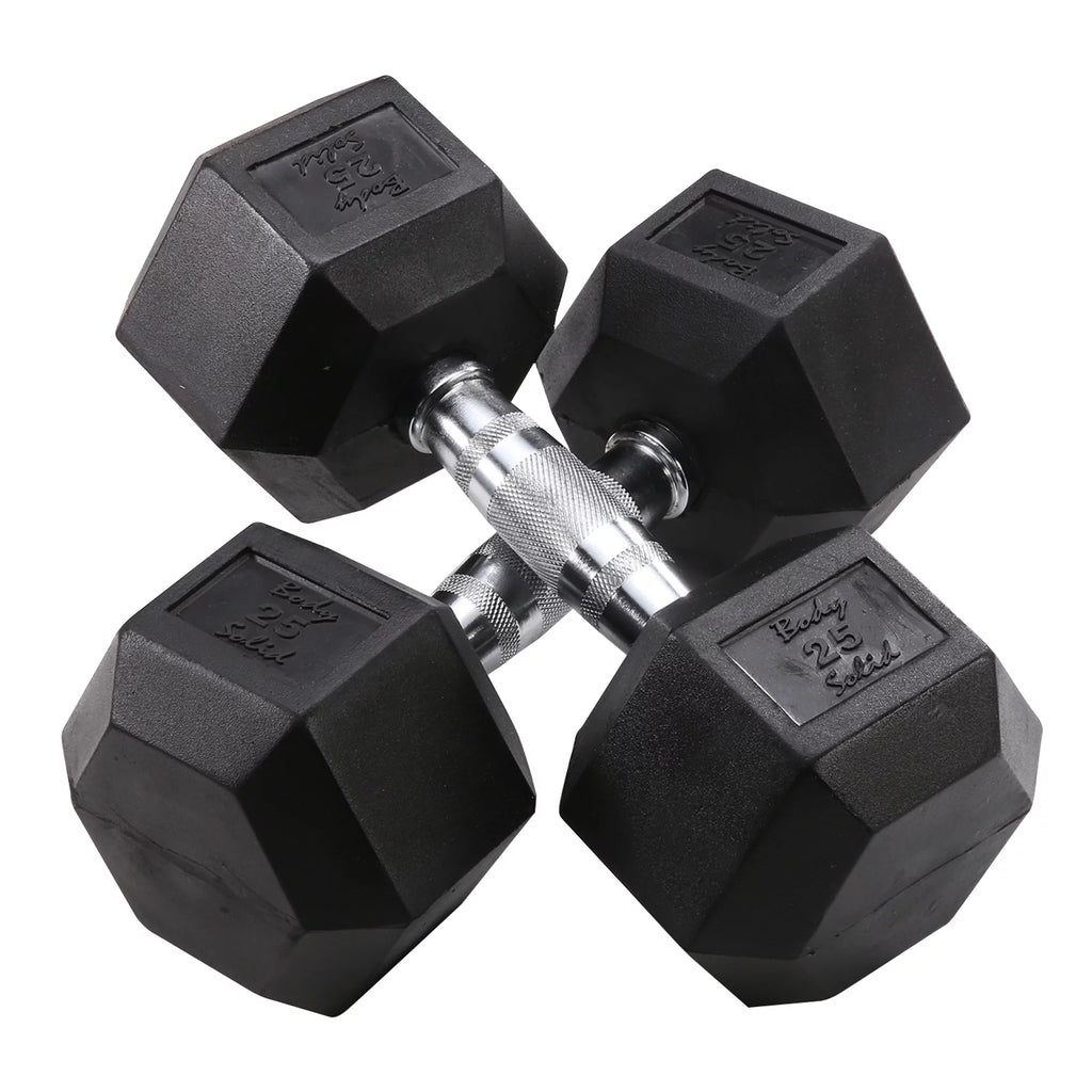 Dumbbell Rack with 5-25 lbs Rubber Dumbbell Set Y804677