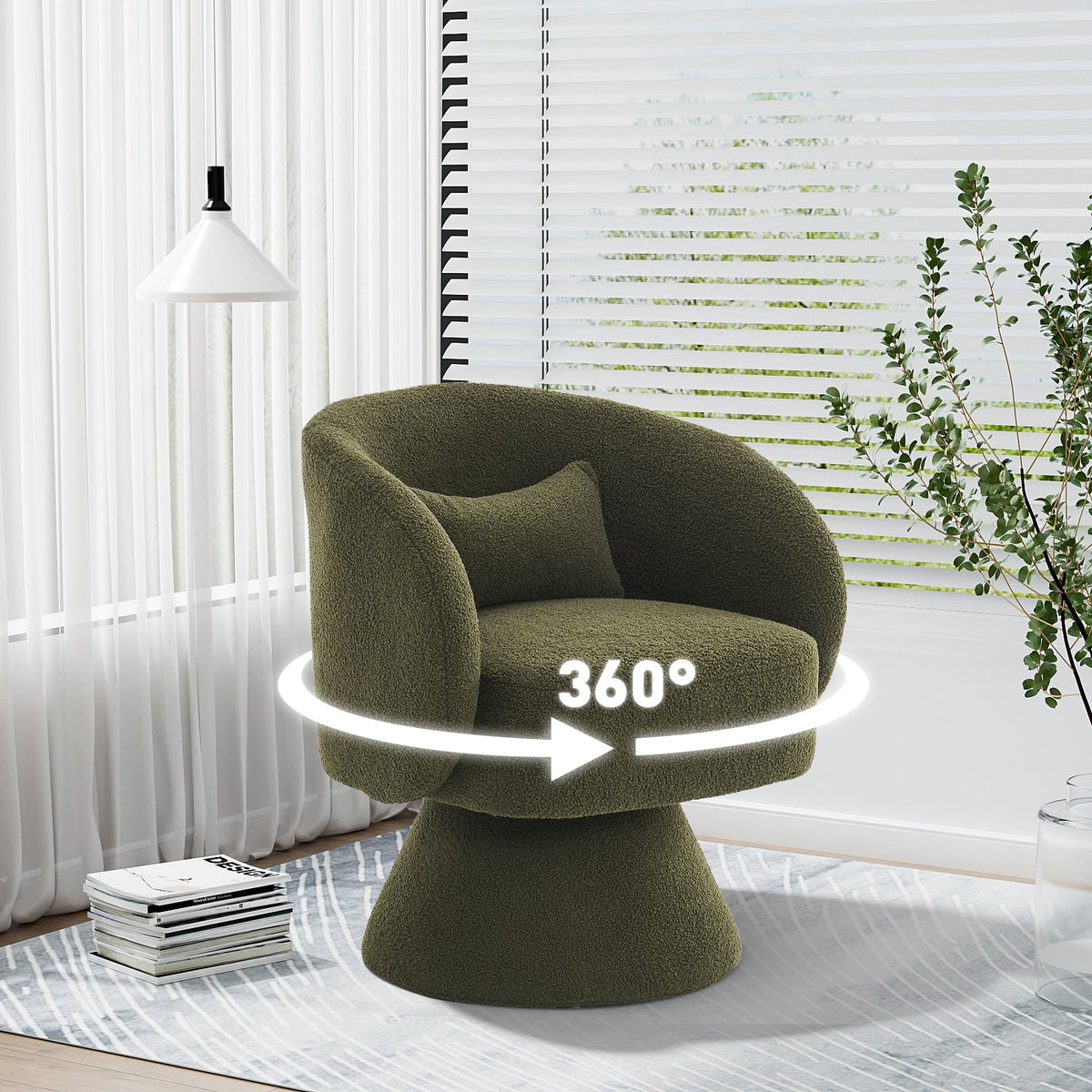 Set of 2 Teddy Fabric Swivel Barrel Chairs N325