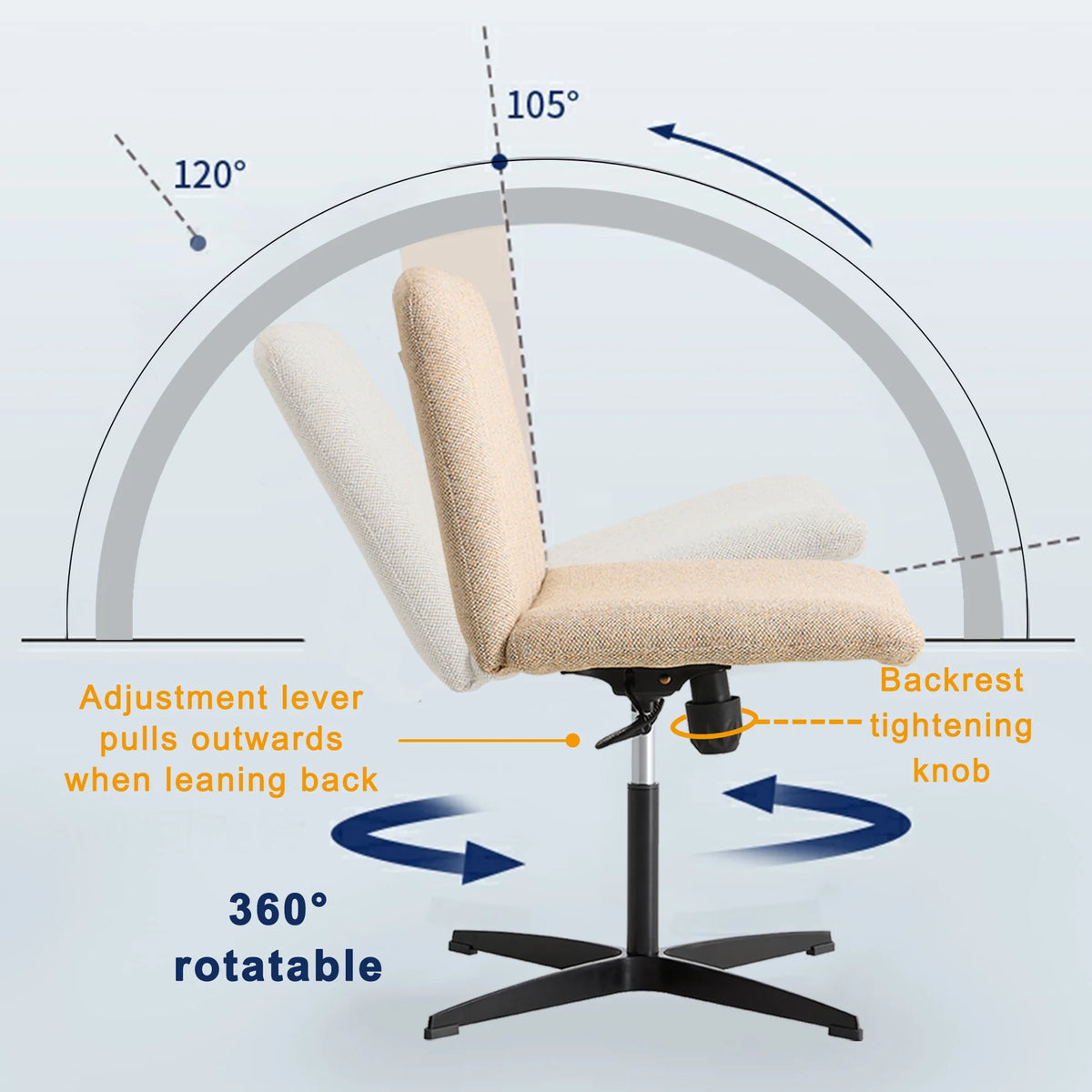 Adjustable Swivel Home Office Computer Chair with Cushion & Black Foot I1101