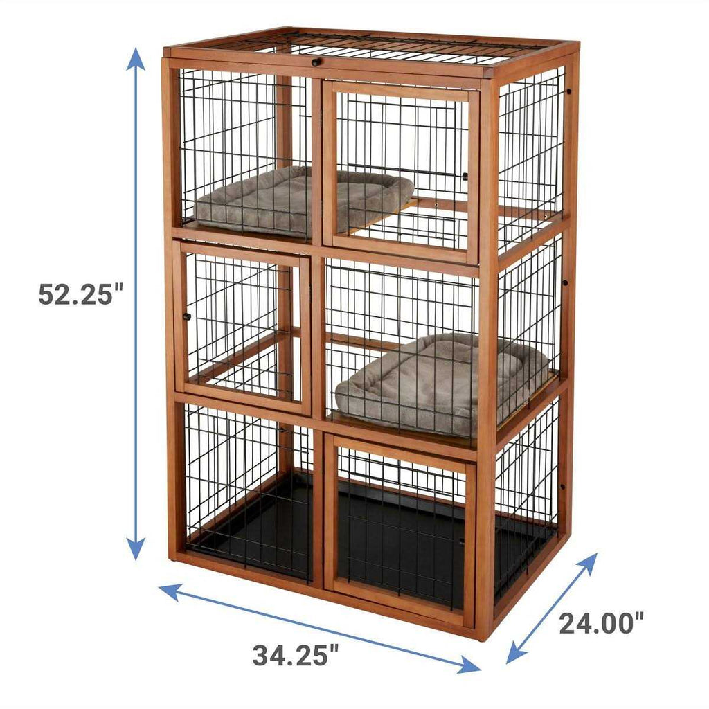 Collapsible Wood & Wire Cat Cage Playpen R309768