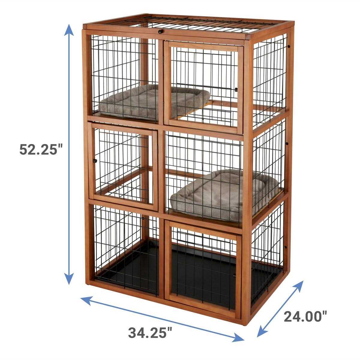 Collapsible Wood & Wire Cat Cage Playpen R309768
