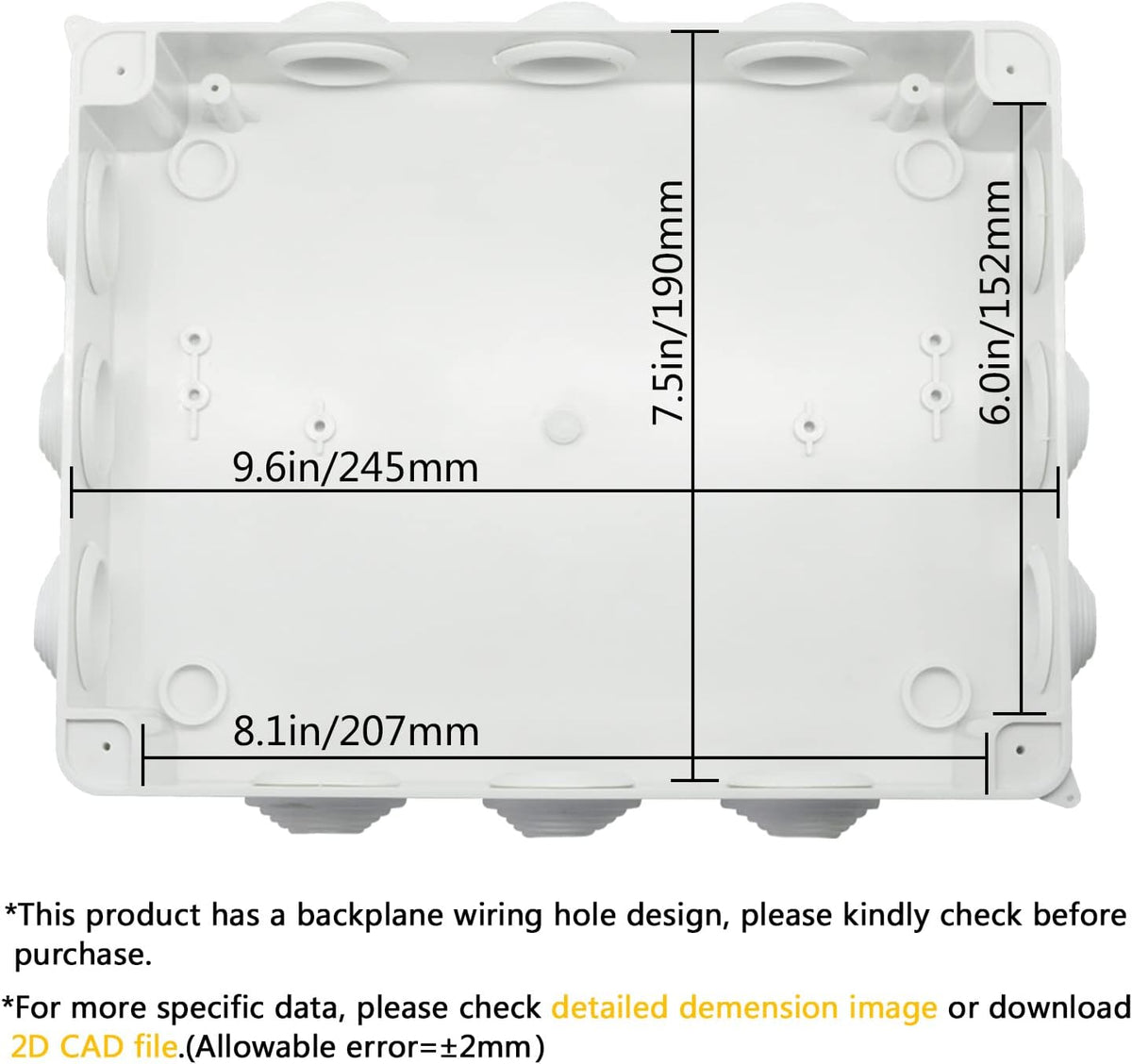 ABS Plastic IP65 Junction Box White 10 x 7.9 x 3.1 inch Pack of 2 V29784
