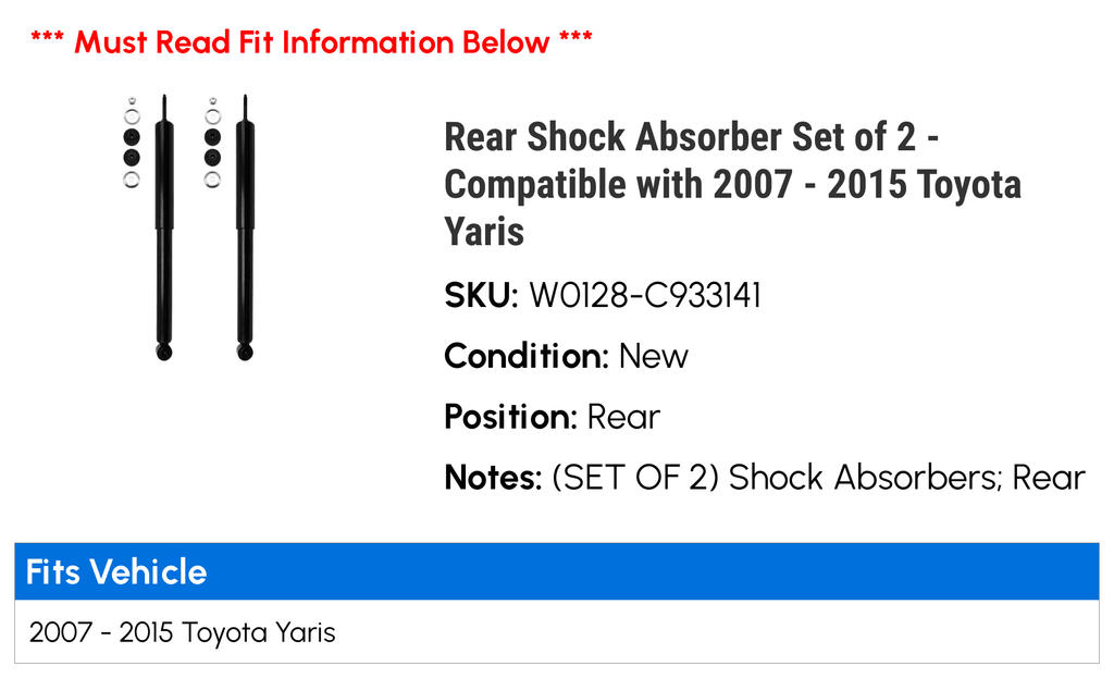 Rear Shock Absorber Set of 2 O31334