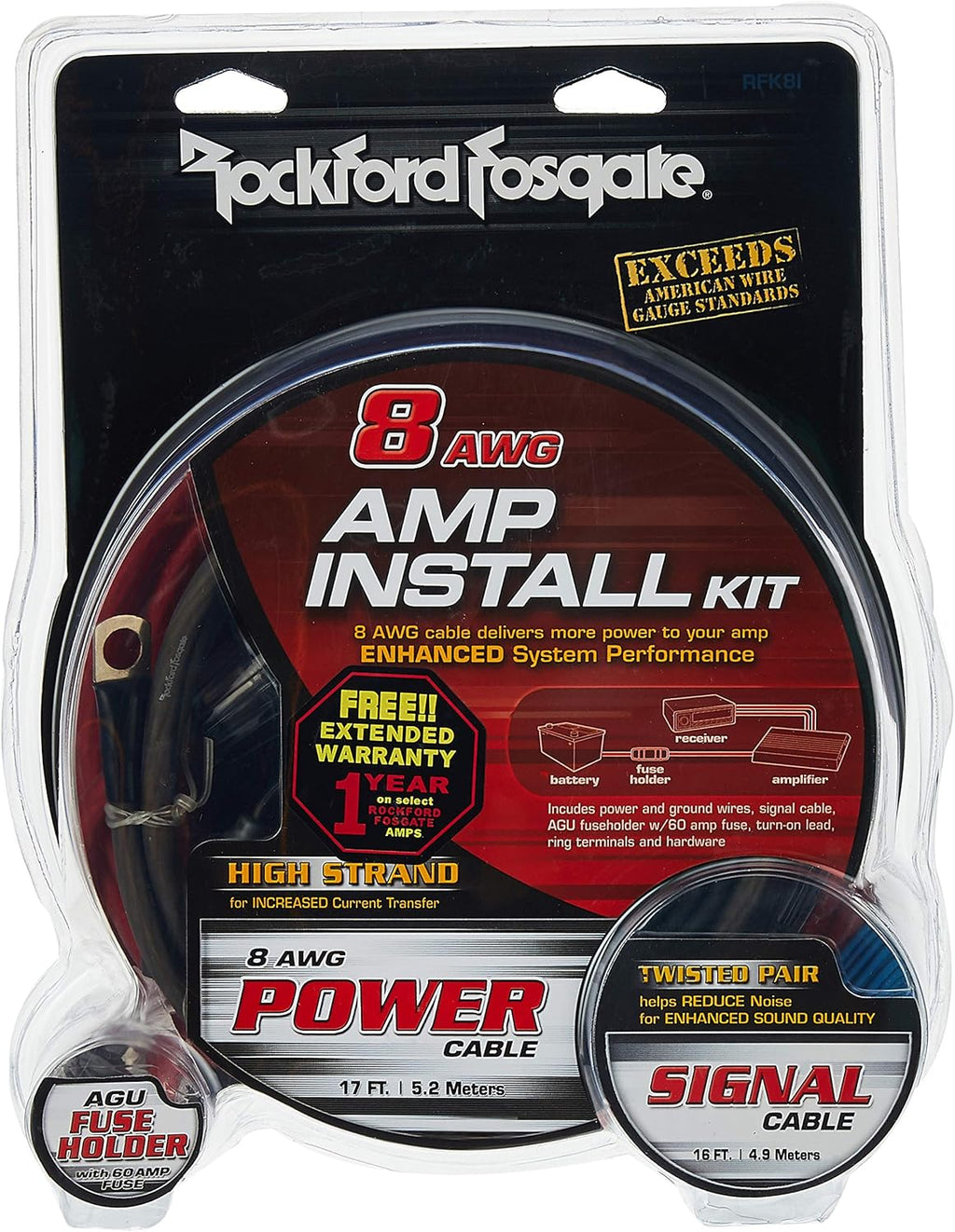 8 AWG Amplifier Install Kit with Interconnect Pack of 2 F21177