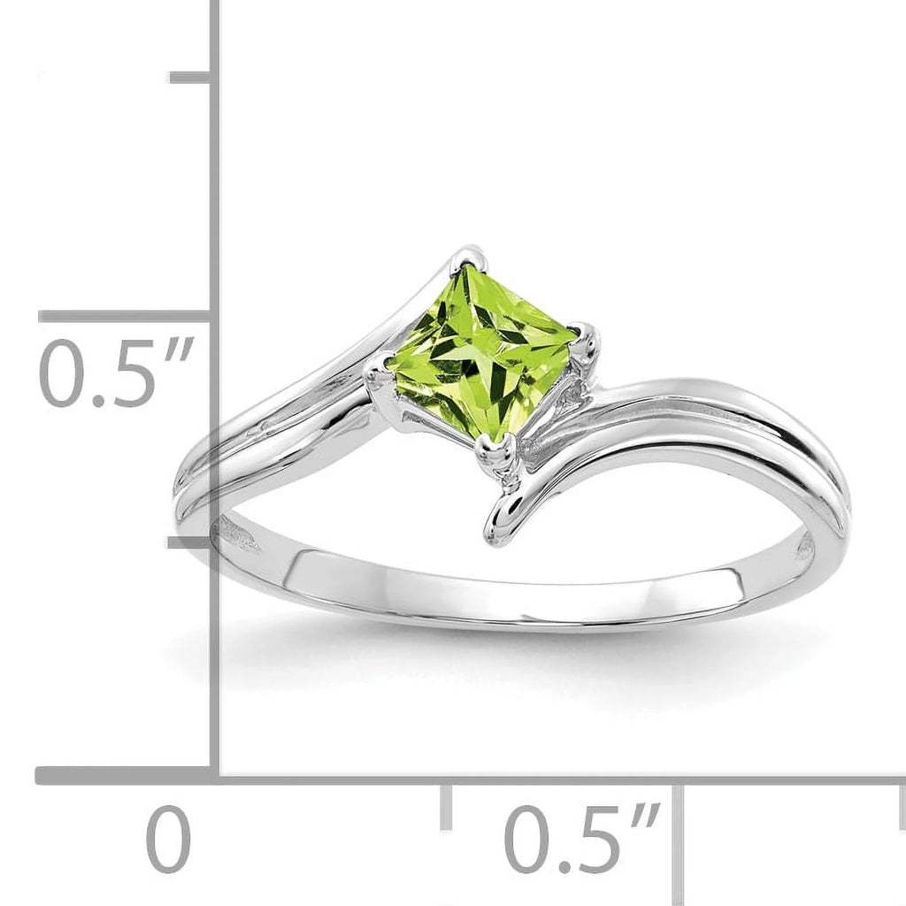 14 Karat White Gold 4mm Princess Cut Peridot Ring H90699