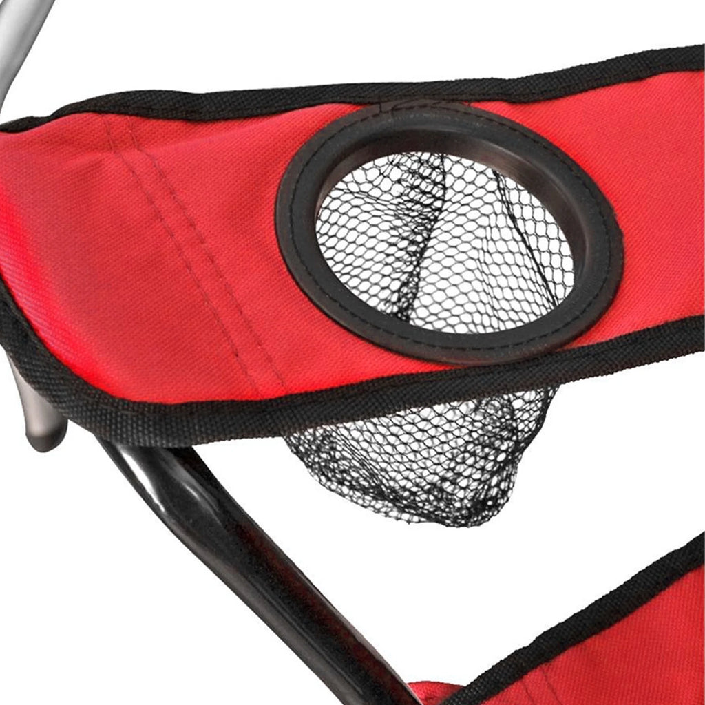 Red Double Folding Camping Chair Set with Shade Umbrella and Cooler Bag R8171