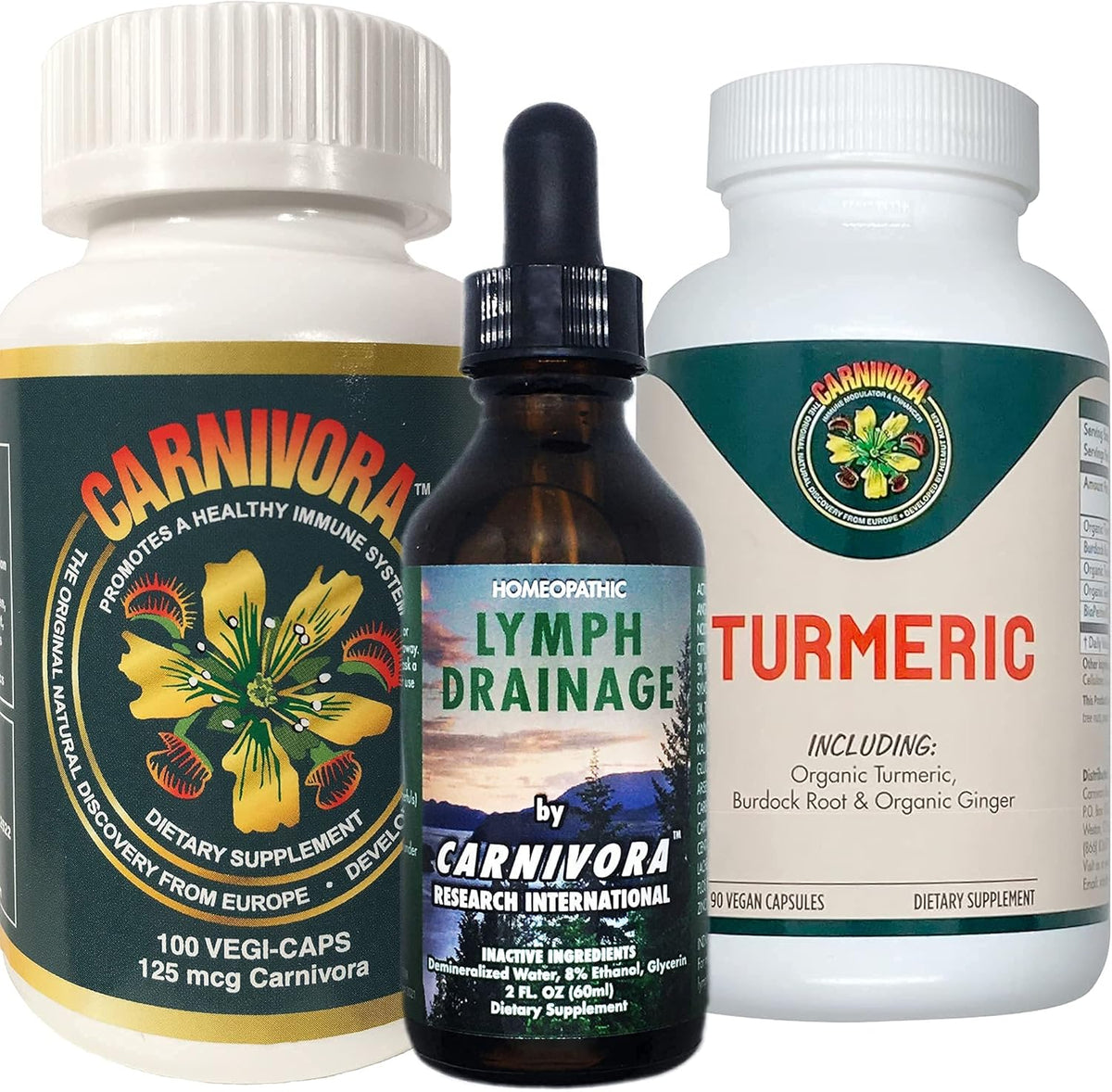 Triple Play Bundle with 1 Bottle Vegi-Caps, 1 Bottle Lymph Drainage, and 1 Bottle Turmeric T895678