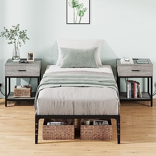 Twin Metal Low Profile Bed Frame with Steel Slats Support E83075