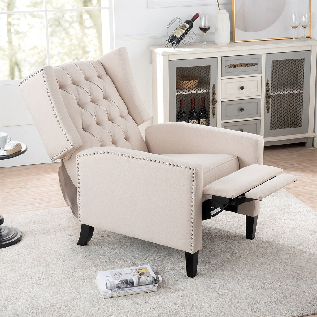 Blue Upholstered Manual Recliner J124