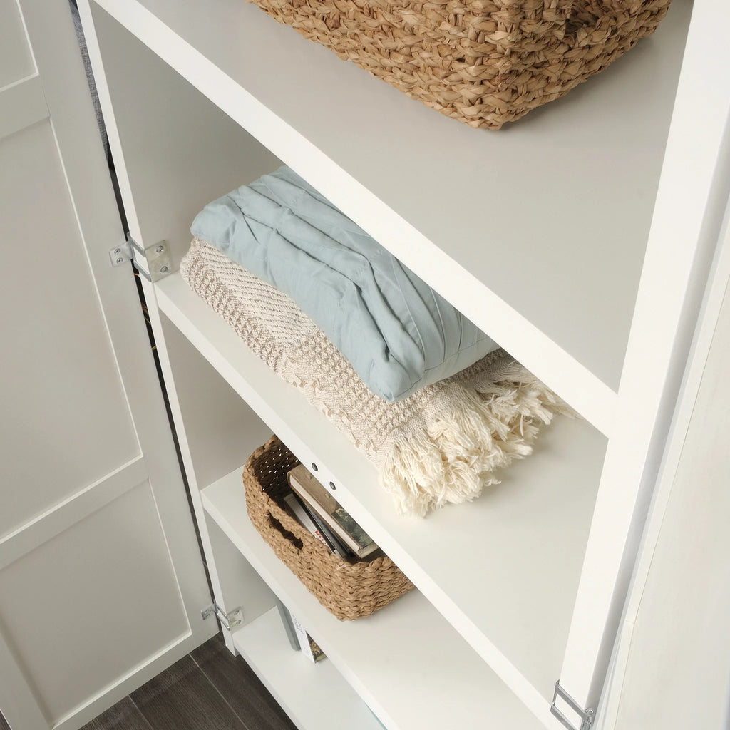 White 4-Shelf Wood Storage Cabinet U741