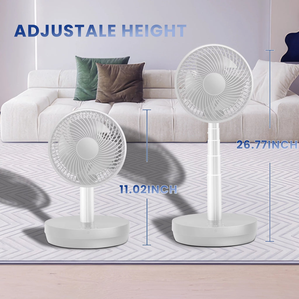 Portable Foldable Rechargeable Standing Fan with Remote Control White S356774