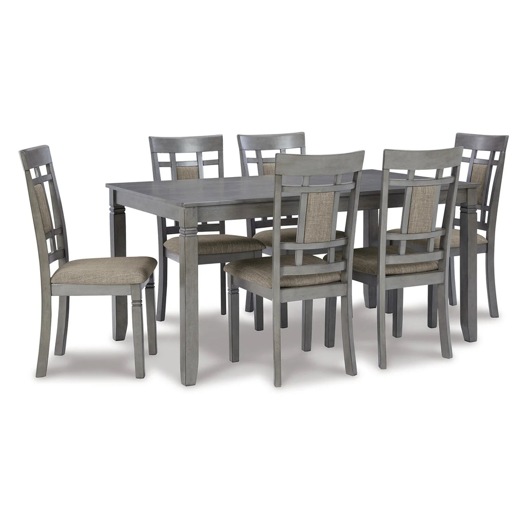 7 Piece Light Gray Wood Dining Table Set H5209