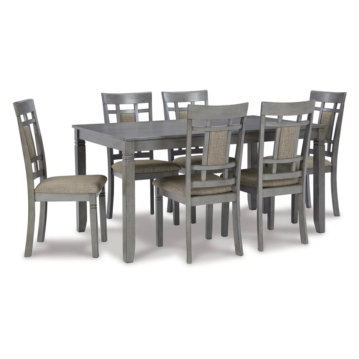 7 Piece Light Gray Wood Dining Table Set H5209