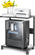 2-Tier Metal PC Stand with Locking Caster Wheels G4524