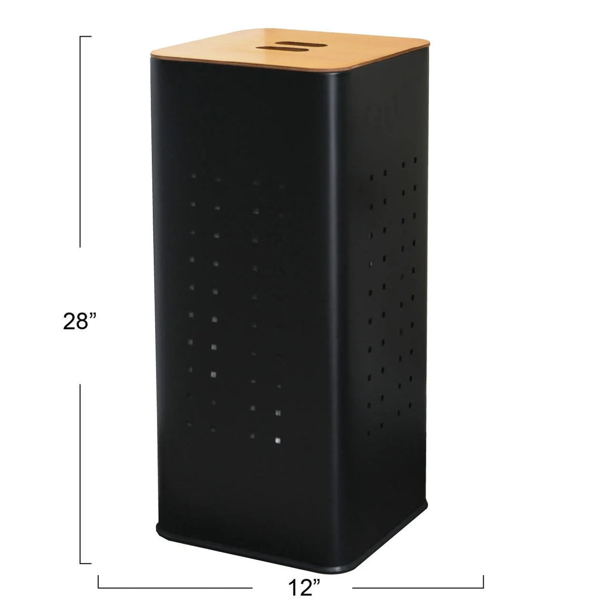Matte Black Steel Laundry Hamper with Lid D73525