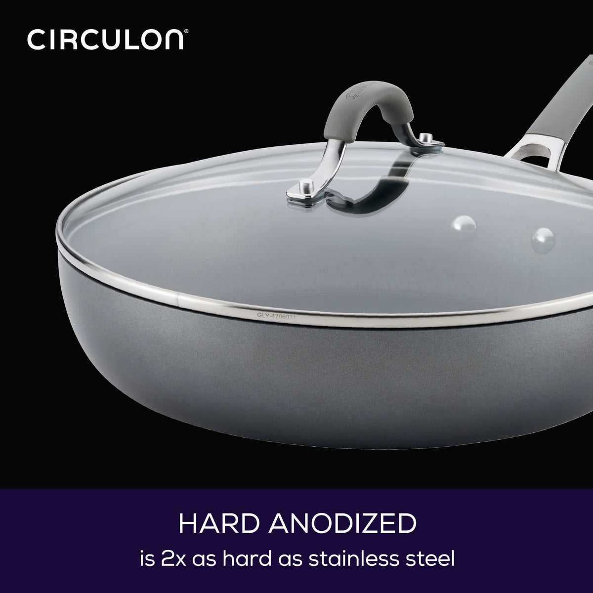 12 inch Hard-Anodized Nonstick Deep Frying Pan with Lid, Gray Q854650