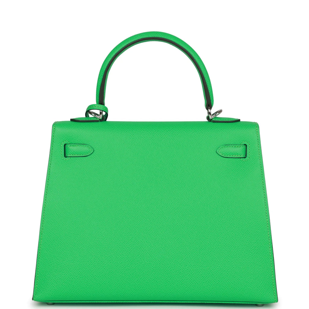 Kelly 25 Vert Comics Epsom Palladium Hardware Handbag Y46118