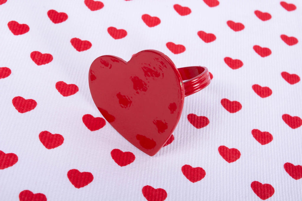 Set of 6 Red Heart Shaped Napkin Rings Y90960
