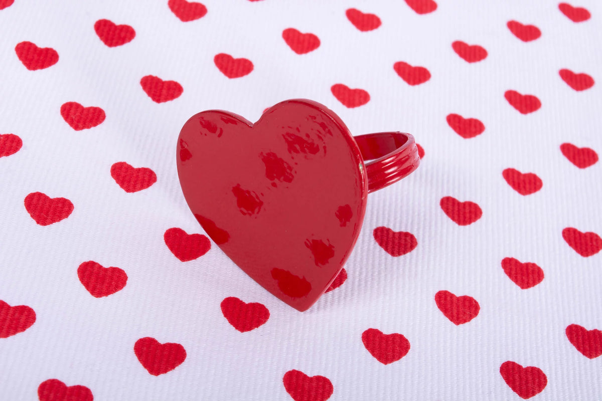 Set of 6 Red Heart Shaped Napkin Rings Y90960