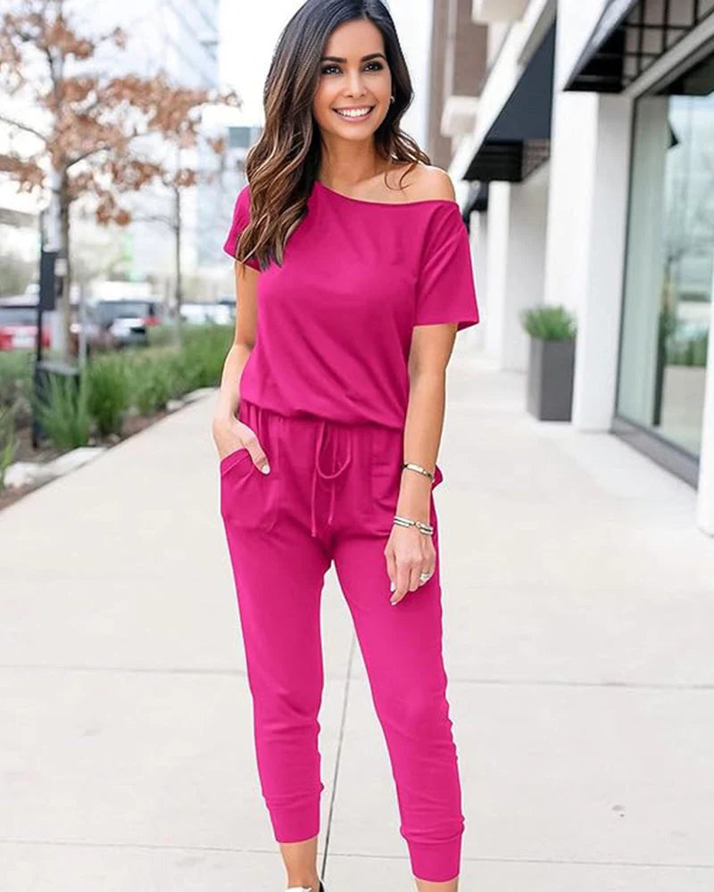 Off-Shoulder Short Sleeve Jumpsuit H92928