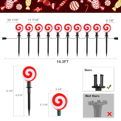 Red 10 LED Peppermint String Lights with Stakes O6296