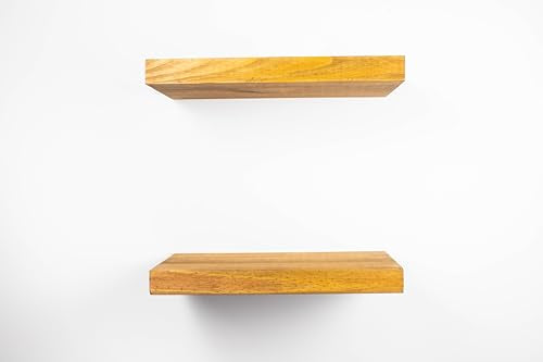 Solid Wood Floating Shelves, Set of 2, Honey Oak N71188