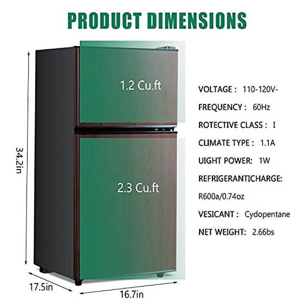 3.2 Cu ft Two Door Mini Fridge with Freezer K62031