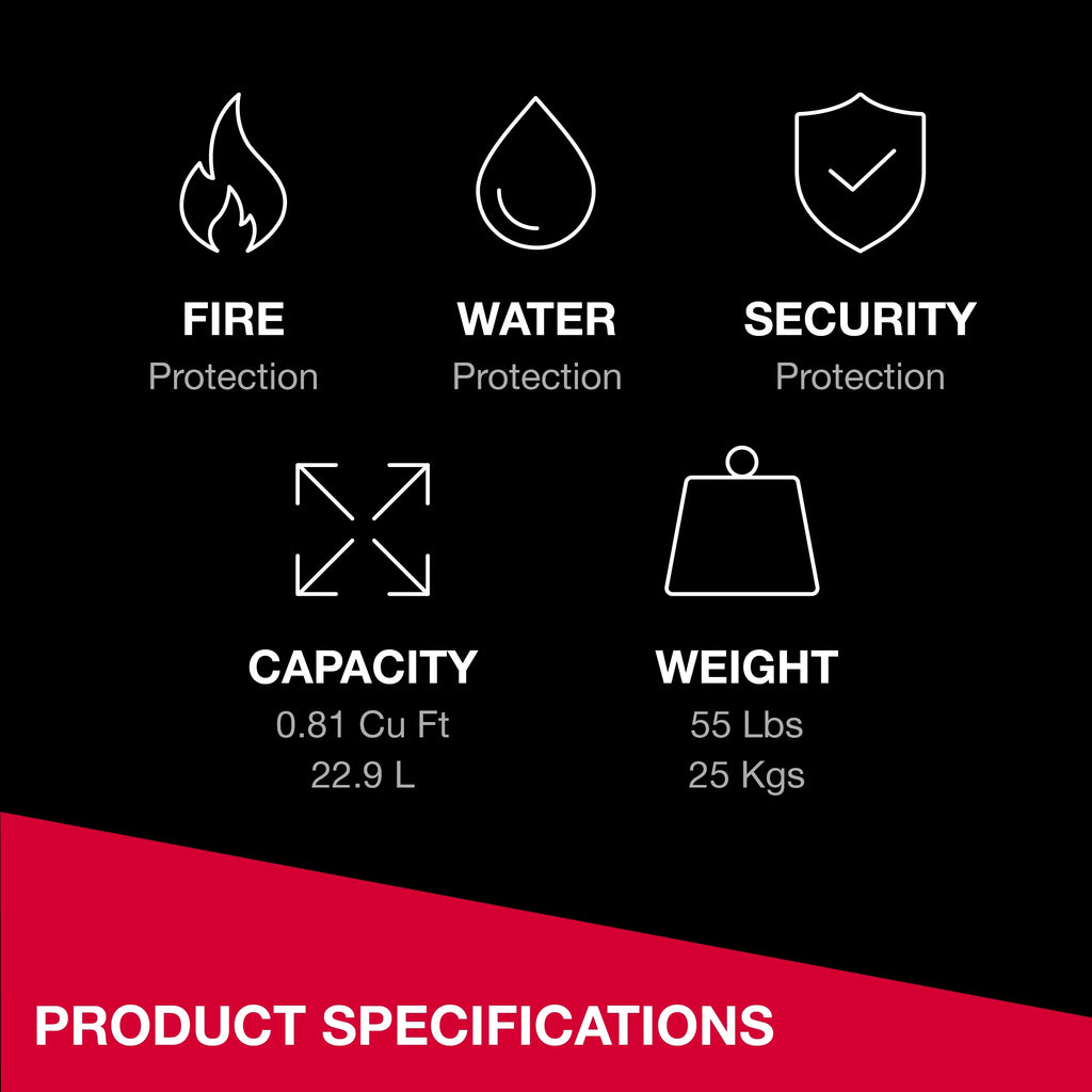 Fire-Resistant Water-Resistant Home Safe with Combination Lock and Override Key L41824