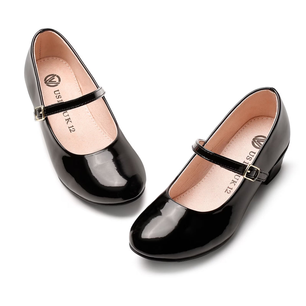 Black Mary Jane Dress Shoes Low Heels I1419