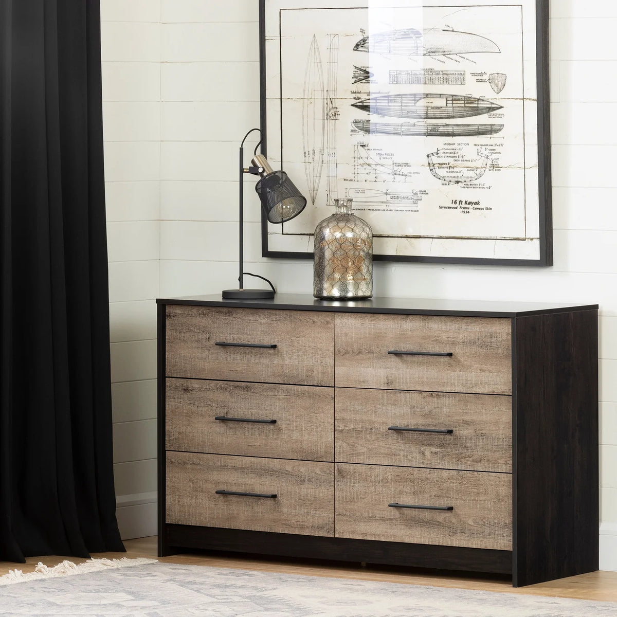 6-Drawer Double Dresser Storage Unit T330596