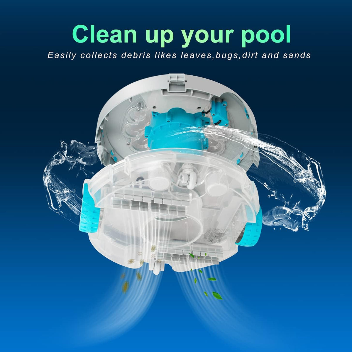 Cordless Automatic Pool Cleaner with Rechargeable Battery, IPX8 Waterproof Pool Robot G472385
