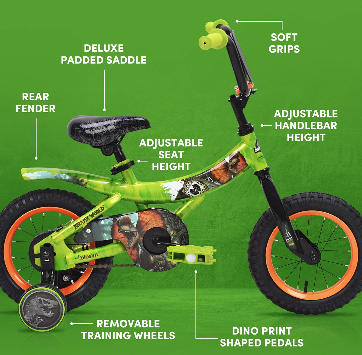 Green and Orange 12-inch Boy's Bicycle with Training Wheel A54074