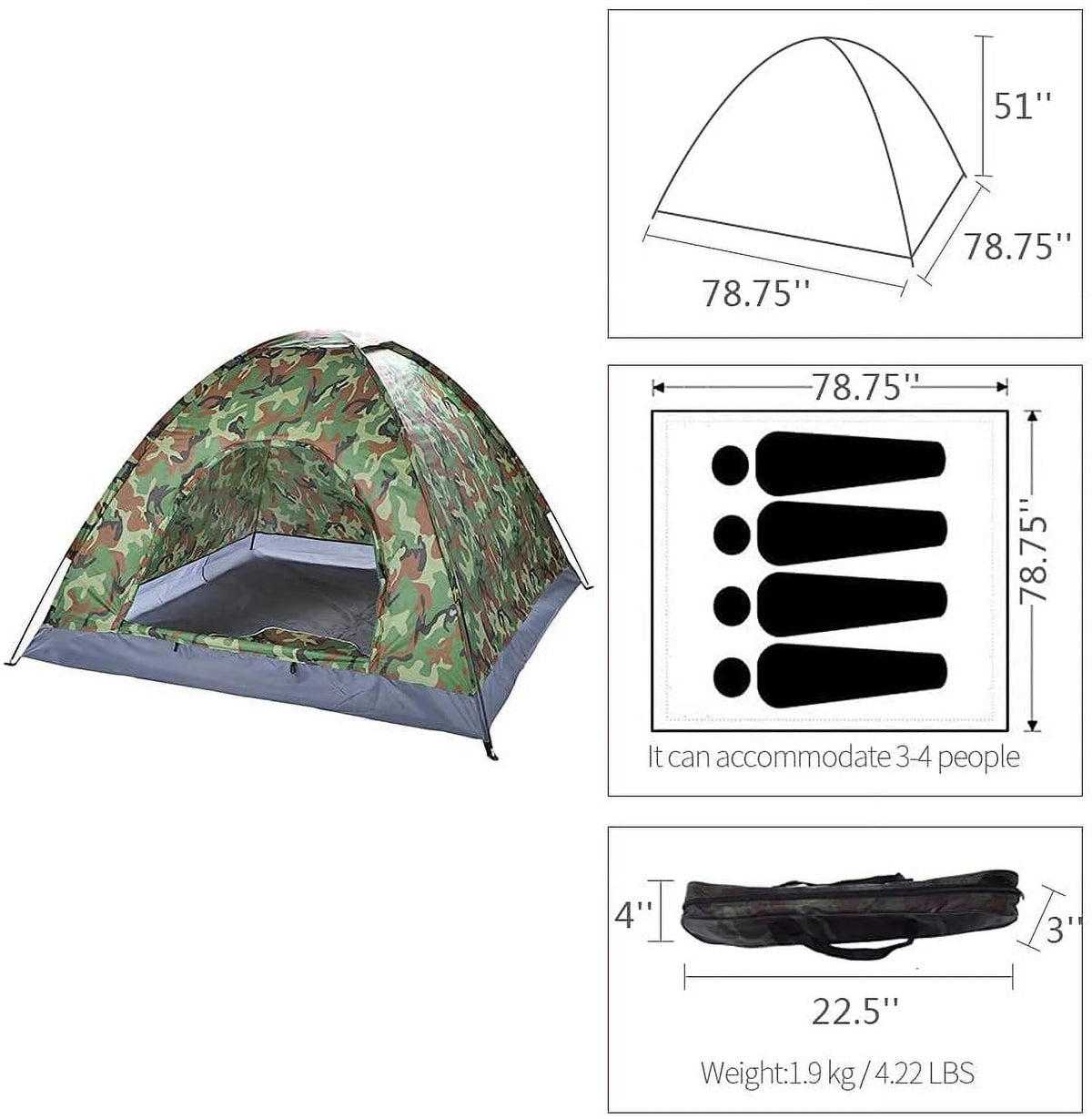 Outdoor Waterproof Camping 3-4 Person Tent X456126