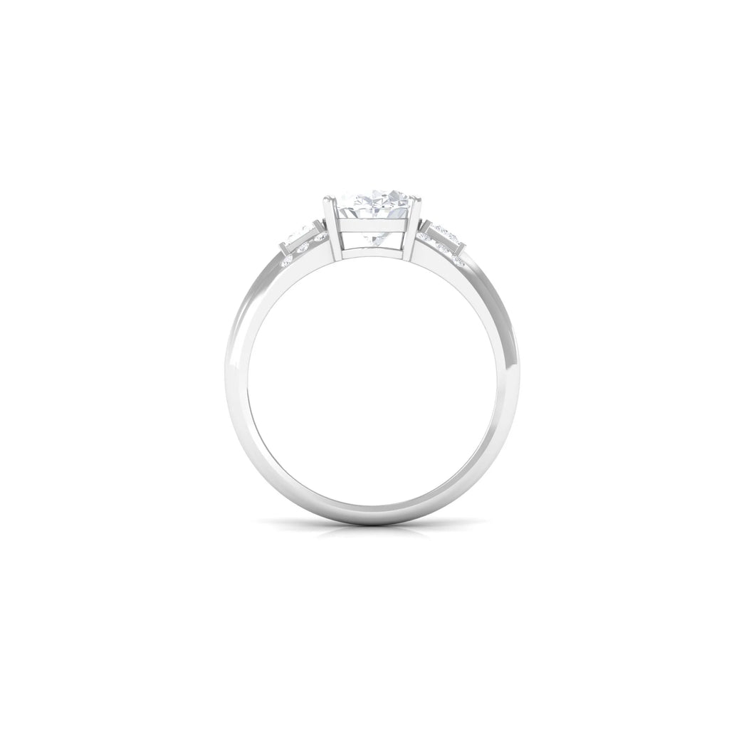 925 Sterling Silver Oval Zircon Engagement Ring T694