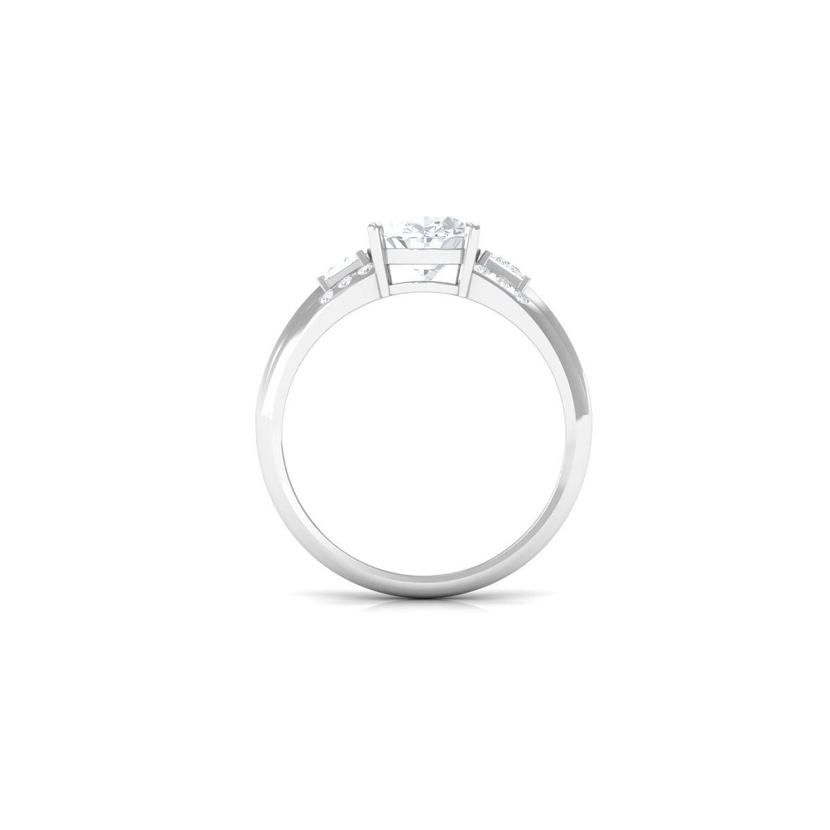 925 Sterling Silver Oval Zircon Engagement Ring T694