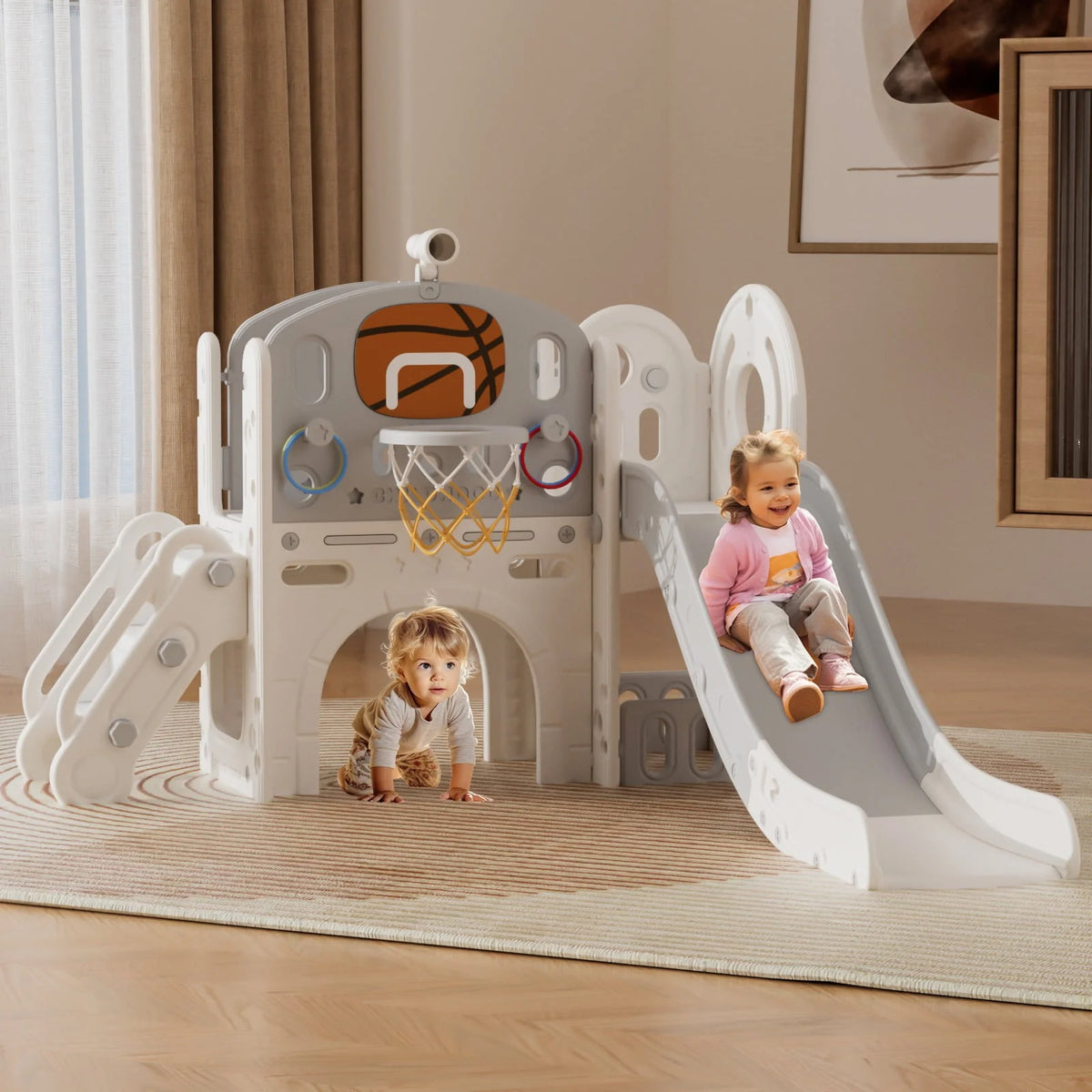 7 in 1 Toddler Slide Set with Basketball Hoop and Ball A2584
