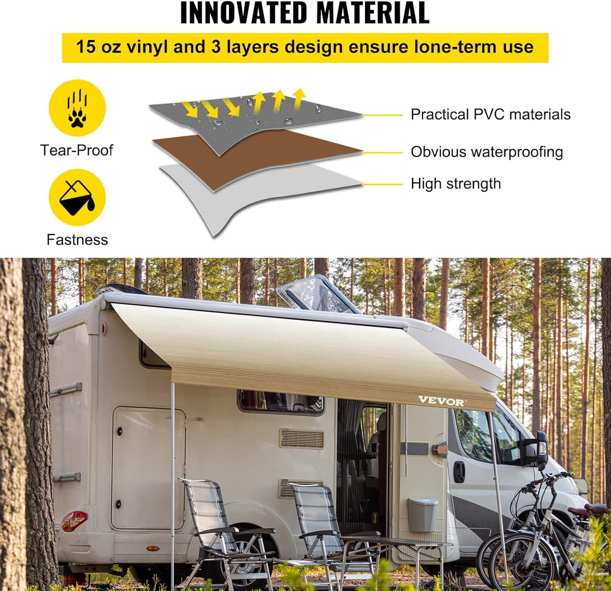 Brown Fade 15oz Vinyl RV Awning Replacement Fabric A399