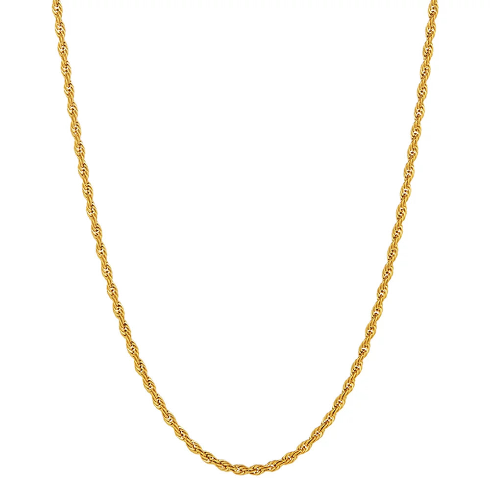 24k Yellow Gold Plated Stainless Steel Twisted Rope Chain Necklace 22 inches M685301