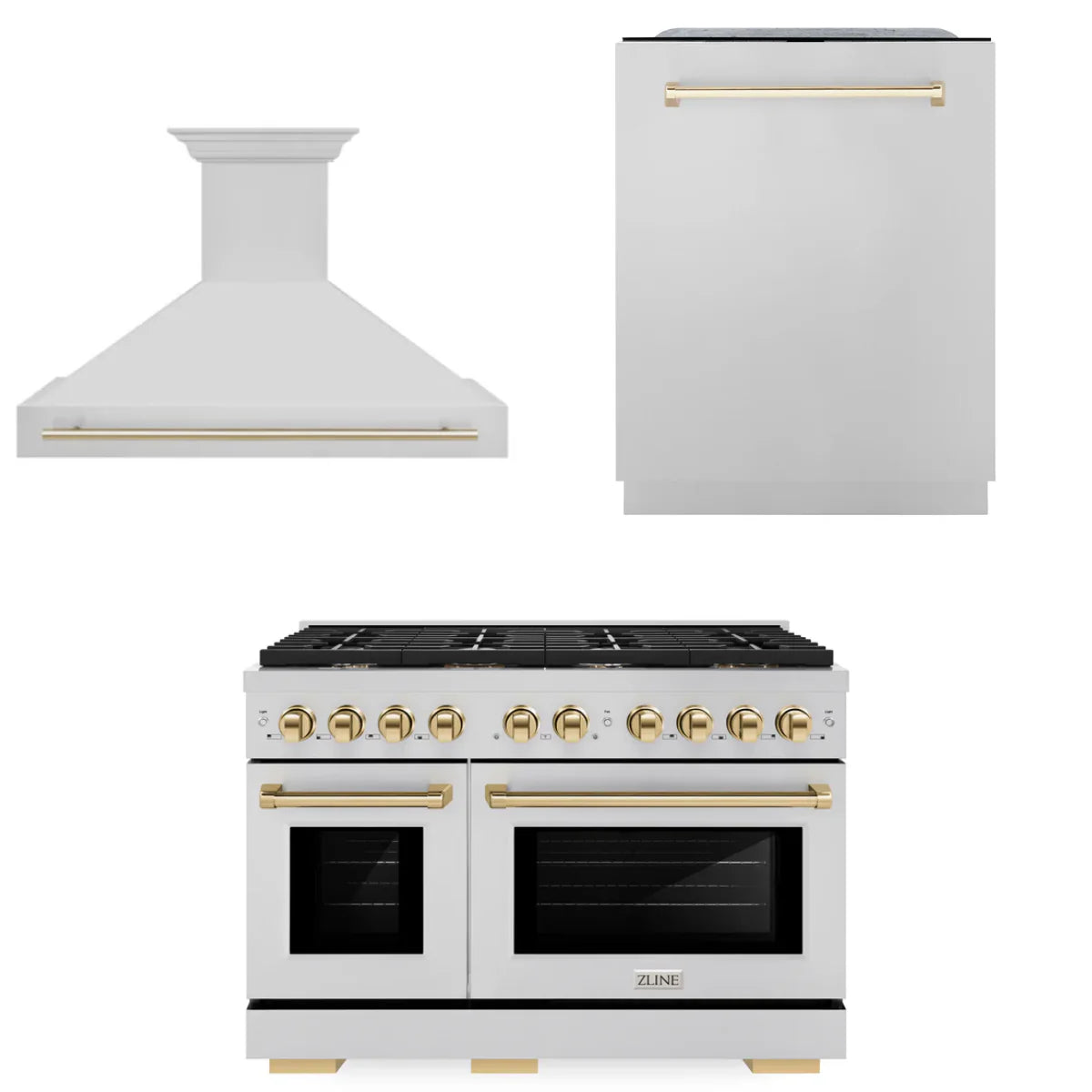 48 In. Gas Range, Range Hood, Dishwasher in Stainless Steel I54518