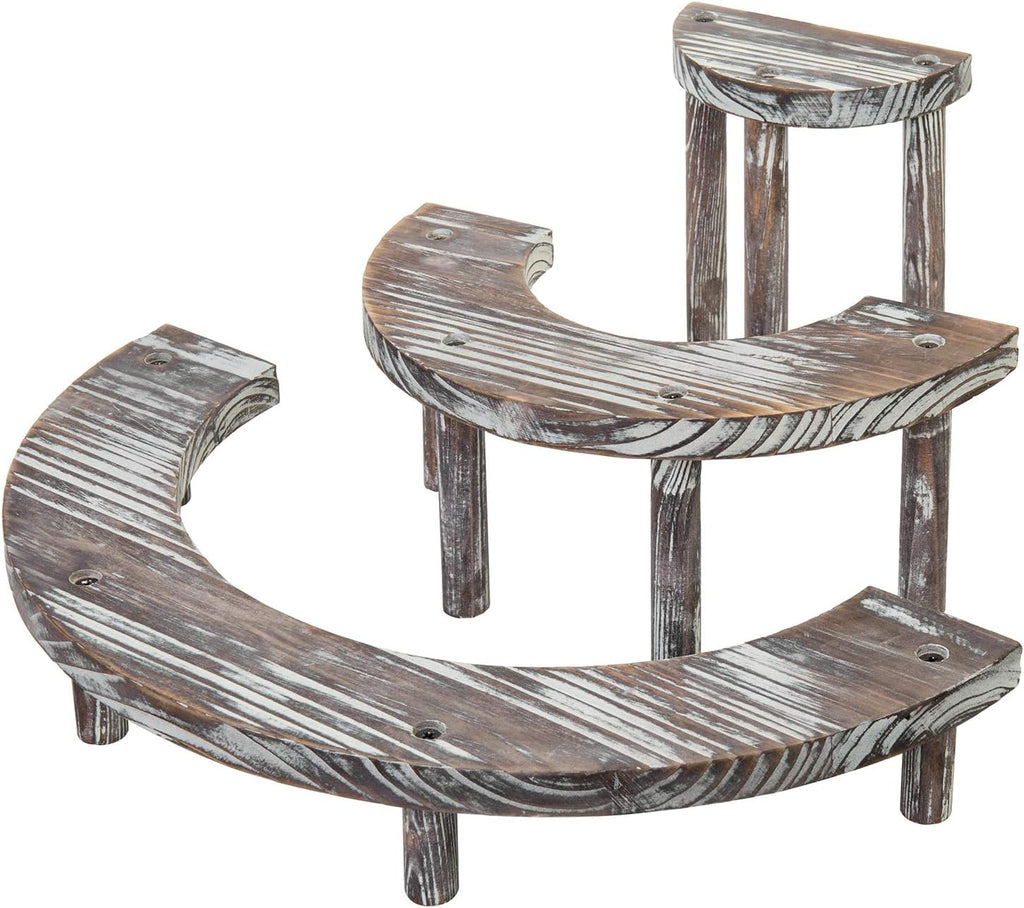 3 Tier Rustic Torched Wood Cupcake Stand I2337