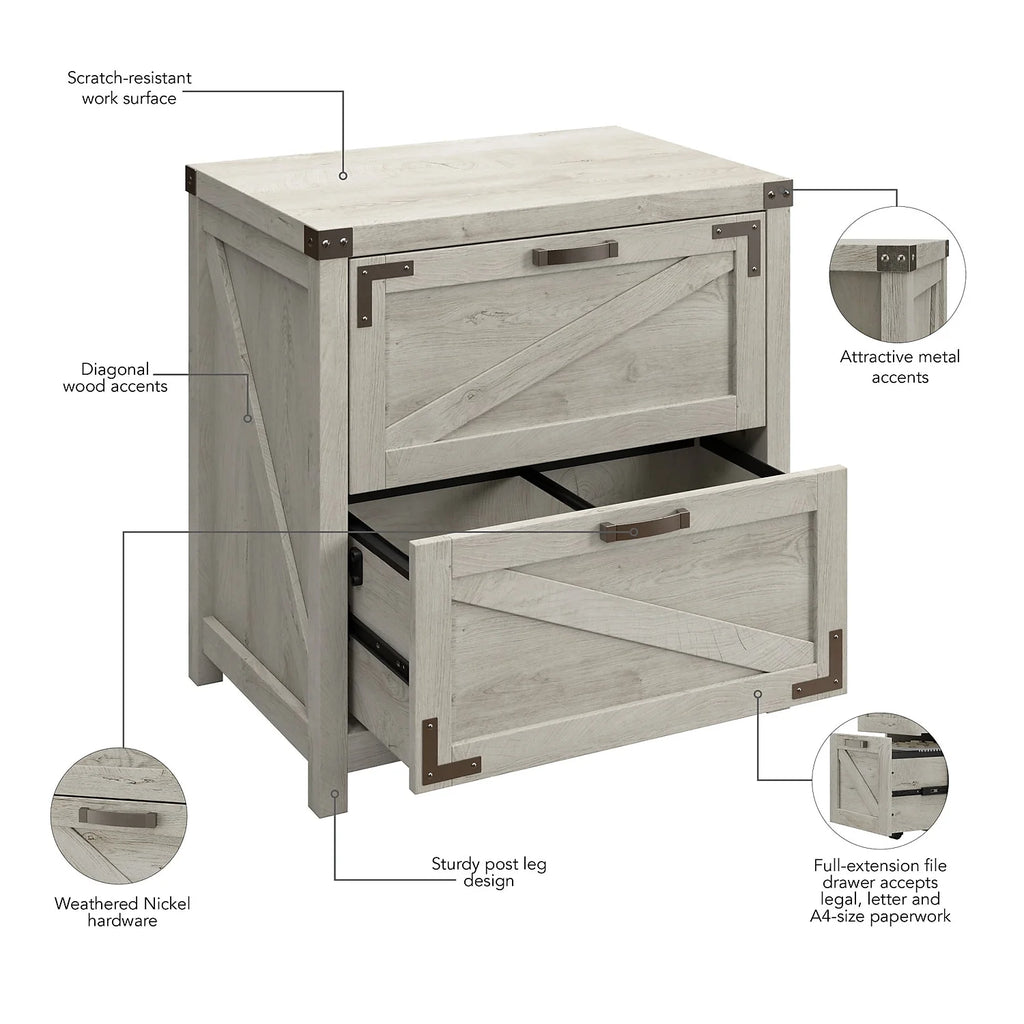 White 2 Drawer Lateral File Cabinet L2736