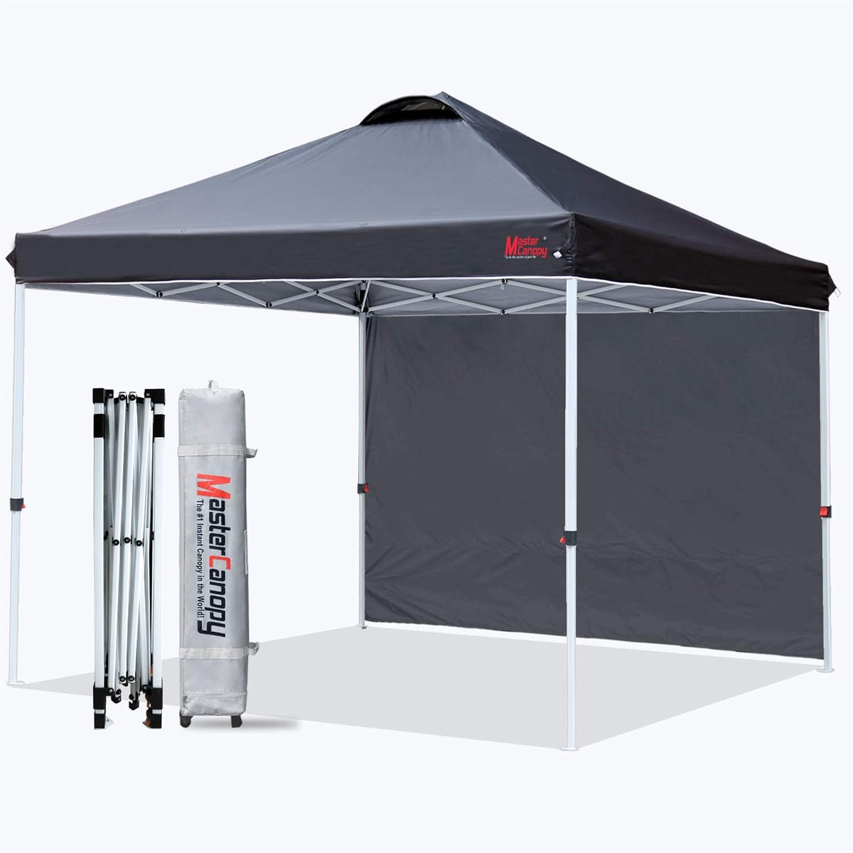 Pop Up Canopy Tent with 1 Sidewall (10'x10', Black) Z713