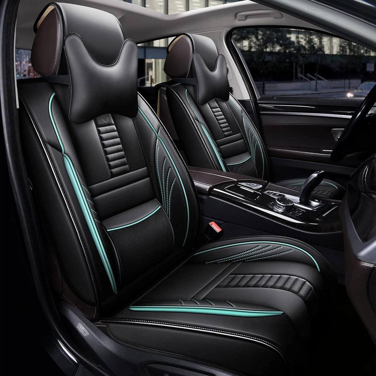 Grey Leather Car Seat Cover Full Set for 5 Seats E8902