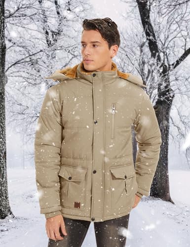 Men's Winter Hooded Water Repellent Windproof Thicken Parka Ski Coat Y64715